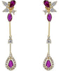 1.36CT DIAMOND & AAA RUBY 14KT YELLOW GOLD 3D PEAR SHAPE TEAR DROP LEAF EARRINGS