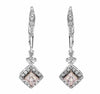 .83CT WHITE & PINK DIAMOND 18KT WHITE & ROSE GOLD PRINCESS HALO HANGING EARRINGS