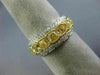 ESTATE 3.34CT WHITE & FANCY YELLOW DIAMOND 18K 2 TONE GOLD HALO ANNIVERSARY RING