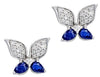 .73CT DIAMOND & AAA SAPPHIRE 14KT WHITE GOLD 3D ROUND & PEAR SHAPE LOVE EARRINGS