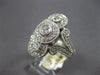 ESTATE WIDE .75CT DIAMOND 14KT WHITE GOLD 3 STONE HALO FILIGREE ANNIVERSARY RING