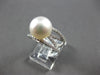 ESTATE WIDE .58CT DIAMOND & AAA SOUTH SEA PEARL 14K WHITE GOLD V SHAPE LOVE RING