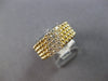 ESTATE WIDE .43CT DIAMOND 14KT YELLOW GOLD MULTI ROW DIAGONAL BEADED FUN RING
