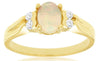 ESTATE .60CT DIAMOND & AAA OPAL 14KT YELLOW GOLD 3D OVAL & ROUND FUN RING