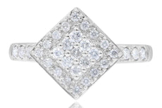 ESTATE .45CT DIAMOND 14KT WHITE GOLD 3D ROUND PAVE SQUARE GEOMETRICAL FUN RING