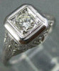 ANTIQUE .22CT DIAMOND 18KT WHITE GOLD 3D SOLITAIRE SQUARE ENGAGEMENT RING #26655