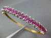 WIDE 3.9CT DIAMOND & AAA PINK RUBY 14K YELLOW GOLD SEMI ETERNITY BANGLE BRACELET