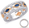 WIDE .66CT DIAMOND & AAA SAPPHIRE 14KT WHITE ROSE GOLD FILIGREE ANNIVERSARY RING