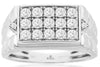 ESTATE LARGE 1CT ROUND DIAMONDS 14K WHITE GOLD MULTI ROW 3D SQUARE FUN MENS RING
