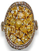 EXTRA LARGE 3.62CT PINK & FANCY YELLOW DIAMOND 18KT 2 TONE GOLD MULTI SHAPE RING