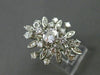 ANTIQUE LARGE 1.14CT OLD MINE DIAMOND 14KT WHITE GOLD FLOWER FUN RING #18870
