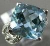 ESTATE LARGE 7.69CT DIAMOND & AAA BLUE TOPAZ 14KT WHITE GOLD 3D SQUARE RING