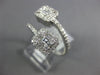 LARGE .68CT DIAMOND 18K WHITE GOLD ROUND & BAGUETTE SQUARE CRISS CROSS LOVE RING