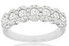 ESTATE .95CT DIAMOND 14KT WHITE GOLD 3D CLASSIC 7 STONE FLOWER ANNIVERSARY RING