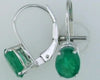 1.60CT DIAMOND & AAA EMERALD 14KT WHITE GOLD 3D OVAL LEVERBACK HANGING EARRINGS