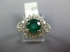 ESTATE WIDE 2.0CT DIAMOND & AAA EMERALD 14KT WHITE GOLD FLOWER ENGAGEMENT RING