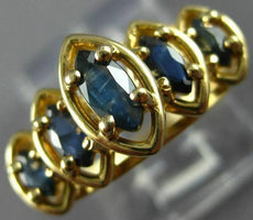 ANTIQUE 1.60CT SAPPHIRE 14KT YELLOW GOLD GRADUATING MARQUISE PYRAMID RING #22654