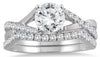 1.42CT DIAMOND 14K WHITE GOLD ROUND CLASSIC INFINITY ENGAGEMENT WEDDING RING SET