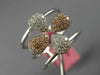 ESTATE WIDE .40CT WHITE & PINK DIAMOND 18KT WHITE & ROSE GOLD 4 LEAF FLOWER RING