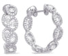 1.90CT DIAMOND 14KT WHITE GOLD 3D ROUND & OVAL INSIDE OUT HOOP HANGING EARRINGS