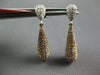 1.29CT WHITE & PINK DIAMOND 18KT WHITE & ROSE GOLD 3D TEAR DROP HANGING EARRINGS