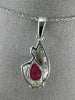 ESTATE 1.54CT DIAMOND & AAA RUBY 14K WHITE GOLD CLASSIC TEAR DROP PENDANT #12091