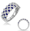 WIDE 2.34CT DIAMOND & AAA SAPPHIRE 14K WHITE GOLD SEMI ETERNITY ANNIVERSARY RING