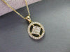 ESTATE .60CT DIAMOND 18KT YELLOW GOLD HALO DIAMOND SHAPE PENDANT & CHAIN #22218