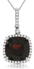 4.76CT DIAMOND & AAA GARNET 14K WHITE GOLD CUSHION & ROUND HALO FLOATING PENDANT