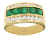 WIDE 2.06CT DIAMOND & AAA EMERALD 14KT YELLOW GOLD 3D CHANNEL CLASSIC MENS RING