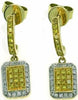 .58CT WHITE & FANCY YELLOW DIAMOND 18KT 2 TONE GOLD OCTAGON FUN HANGING EARRINGS