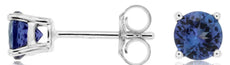 ESTATE 1.0CT AAA TANZANITE 14KT WHITE GOLD CLASSIC ROUND 4 PRONG STUD EARRINGS