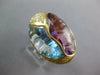 EXTRA LARGE 9.66CT DIAMOND & AAA AMETHYST & BLUE TOPAZ 14K YELLOW GOLD OVAL RING