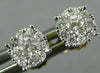 ESTATE .25CT DIAMOND 14KT 2 TONE GOLD ROUND SOLITAIRE HALO CLUSTER STUD EARRINGS