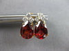 LARGE 3.30CT DIAMOND & AAA GARNET 14KT 2 TONE GOLD 3D PEAR SHAPE EARRINGS #27695
