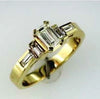 ESTATE 1.05CT DIAMOND 14KT YELLOW GOLD 3D BAGUETTE 3 STONE FRIENDSHIP LOVE RING