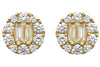.48CT DIAMOND 18KT YELLOW GOLD ROUND & BAGUETTE CLASSIC CIRCULAR FLOWER EARRINGS