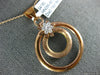 ESTATE LARGE .19CT DIAMOND 18KT ROSE GOLD FLOWER CIRCLE OF LIFE FLOATING PENDANT