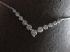 ESTATE .60CT DIAMOND 18KT WHITE GOLD 3D ROUND SHARED PRONG V SHAPE LOVE NECKLACE