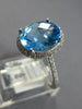 WIDE 3.11CT DIAMOND & AAA BLUE TOPAZ 14K WHITE GOLD OVAL & ROUND ENGAGEMENT RING