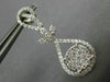 ESTATE LARGE 1.63CT DIAMOND 18KT WHITE GOLD 3D TEAR DROP LEAF HANGING EARRINGS