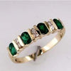 ESTATE .89CT DIAMOND & AAA EMERALD 14KT YELLOW GOLD 3D CHANNEL ANNIVERSARY RING