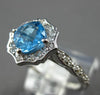 ESTATE 1.45CT DIAMOND & AAA BLUE TOPAZ 14KT WHITE GOLD FLOWER FILIGREE FUN RING