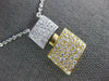 ESTATE LARGE .88CT DIAMOND 18KT WHITE & YELLOW GOLD 3D DOUBLE SQUARE FUN PENDANT