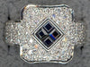 LARGE 1.45CT DIAMOND & AAA SAPPHIRE 18KT WHITE GOLD 3D PRINCESS & ROUND FUN RING