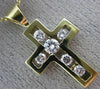 ESTATE .50CT ROUND DIAMOND 14KT YELLOW GOLD 3D ETOILE CHANNEL CROSS PENDANT #808