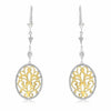 .65CT DIAMOND 14KT 2 TONE GOLD 3D OVAL OPEN FILIGREE LEVERBACK HANGING EARRINGS
