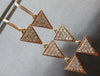 .98CT DIAMOND 14KT ROSE GOLD TRIANGULAR PAST PRESENT FUTURE FUN HANGING EARRINGS