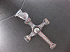 EXTRA LARGE .60CT CZ 14KT WHITE GOLD CROSS FLEXIBLE CROSS BAMBOO DESIGN PENDANT