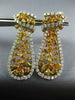 LARGE 10.30CT WHITE & FANCY YELLOW DIAMOND 18KT GOLD TEAR DROP HANGING EARRINGS